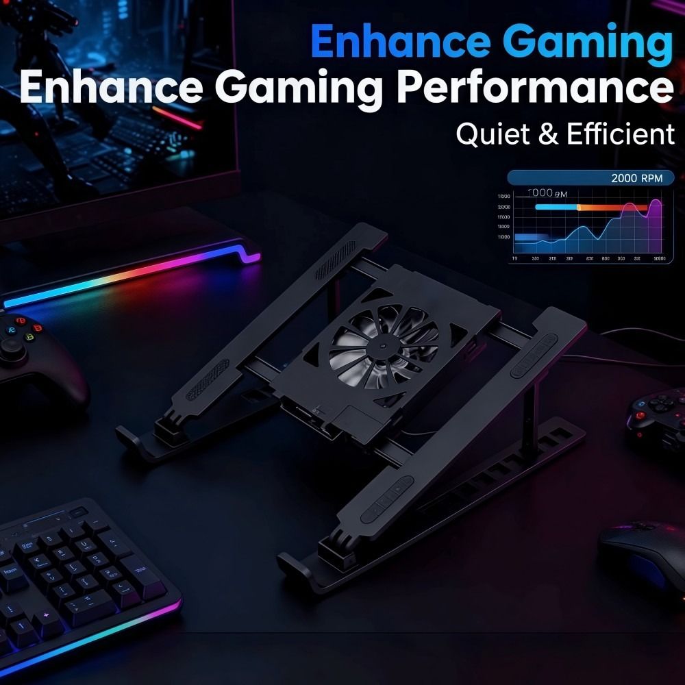 Cooling Stand Tablet - Universeller Laptop-Kühlständer, verstellbar mit Lüfter, Laptop-Hubständer,
